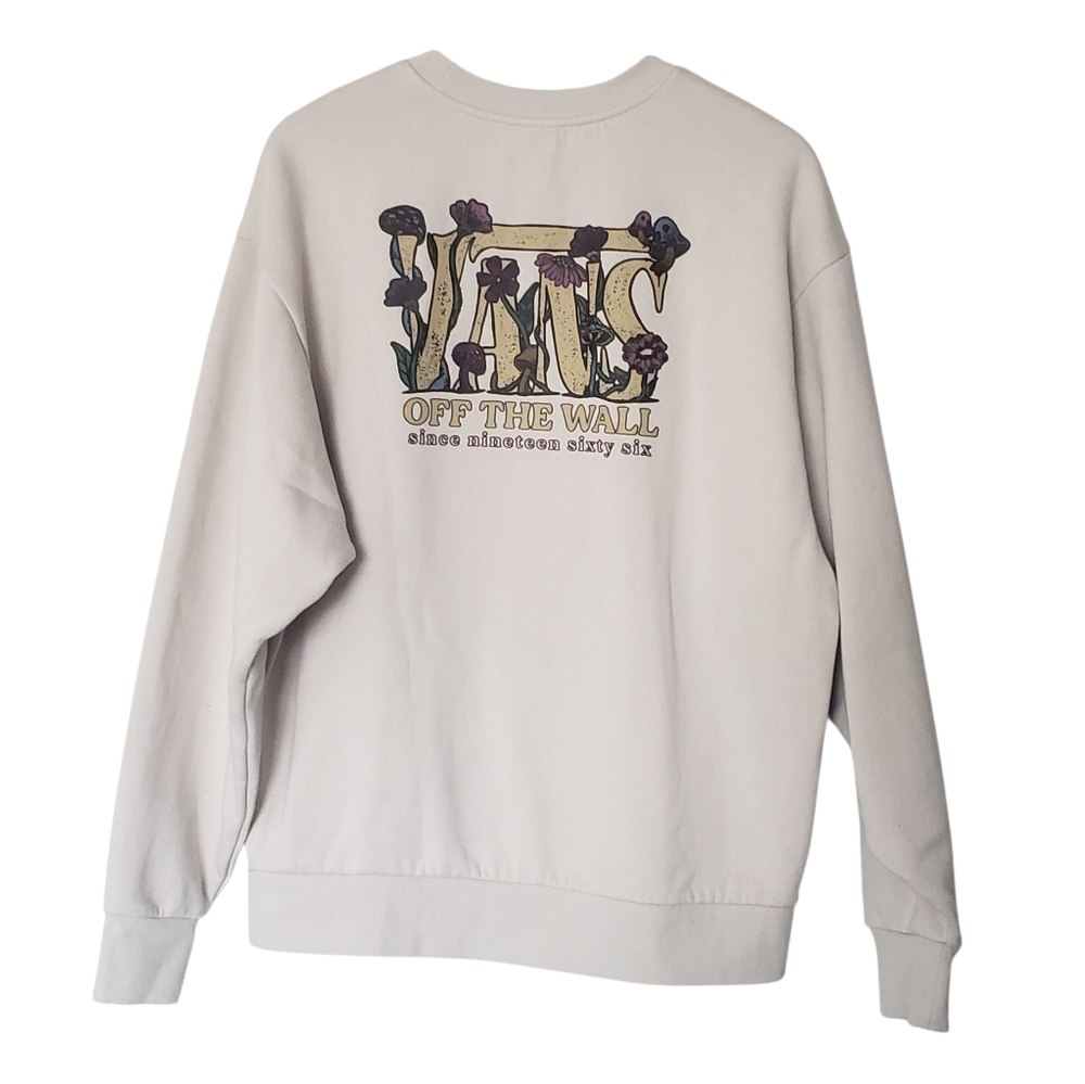 Vans Sweatshirt Women's Floral Roses Off the Wall Since 1966 Beige Size XS